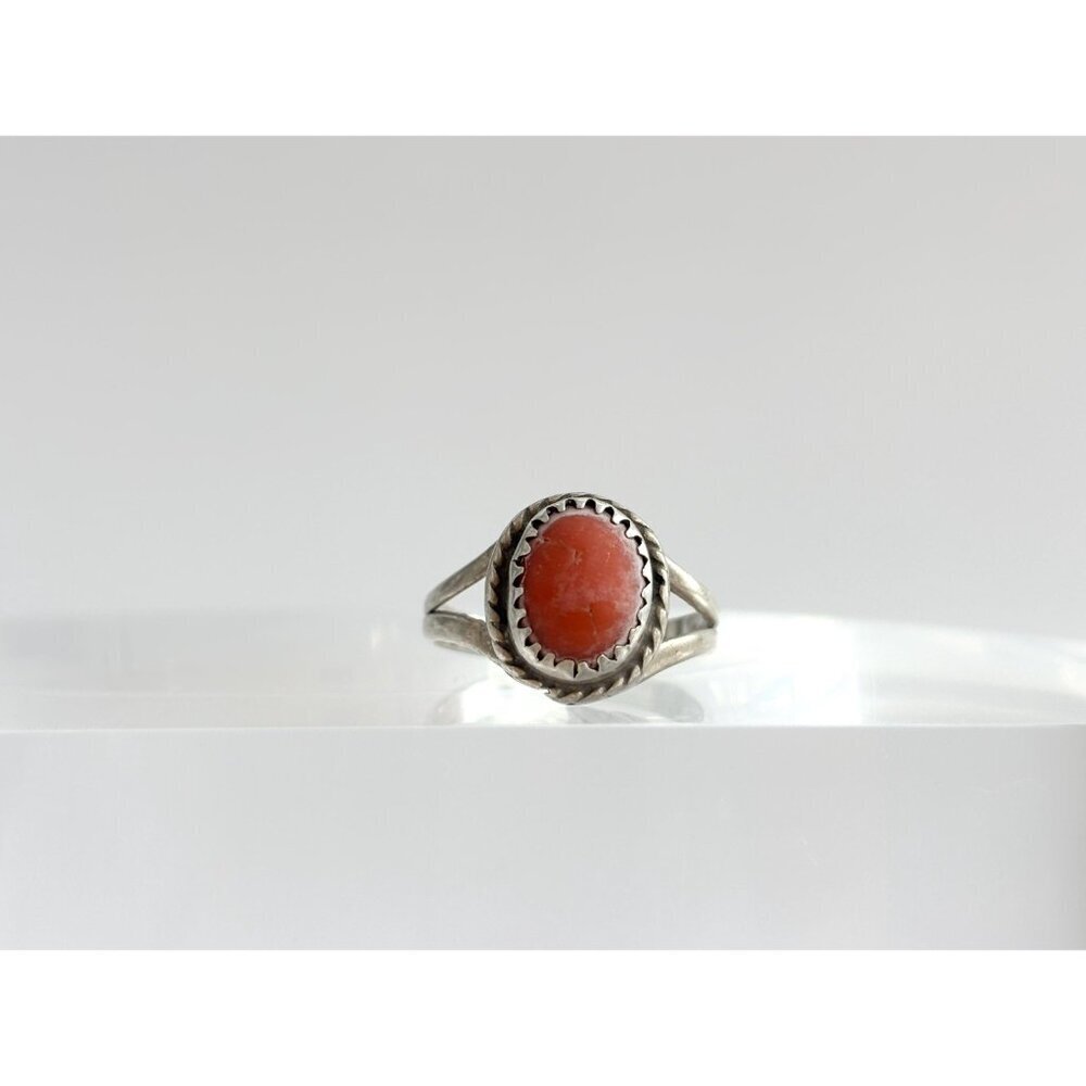 Carnelian Accented Split Shank Sterling Silver 925 Vintage Ring - sz 5.75 - Picture 14 of 14